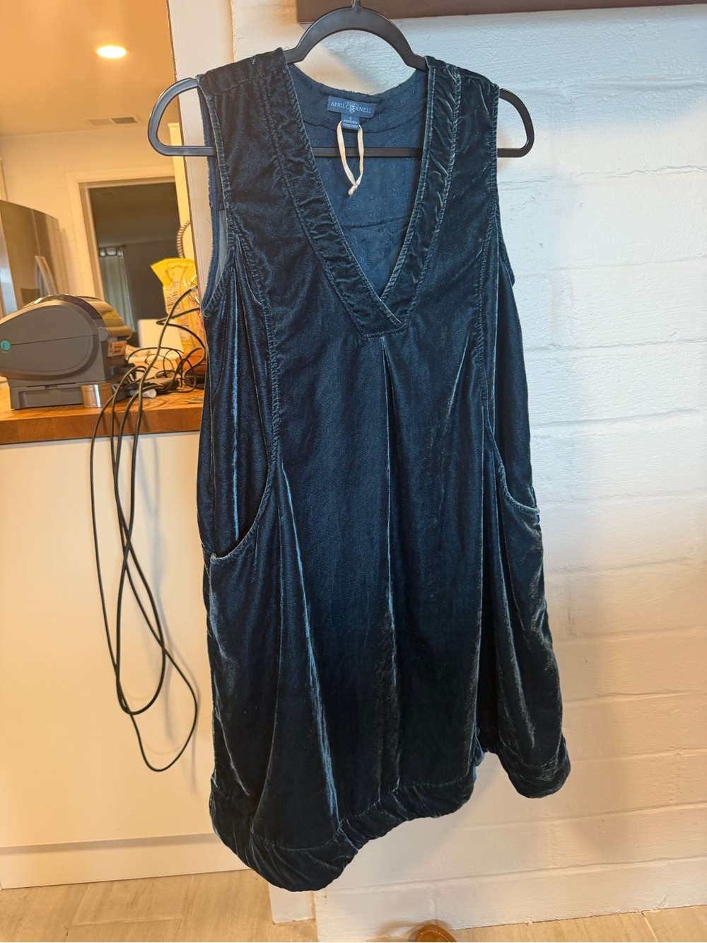 April Cornell Teal Textured Dress with Gold Hanger Loop